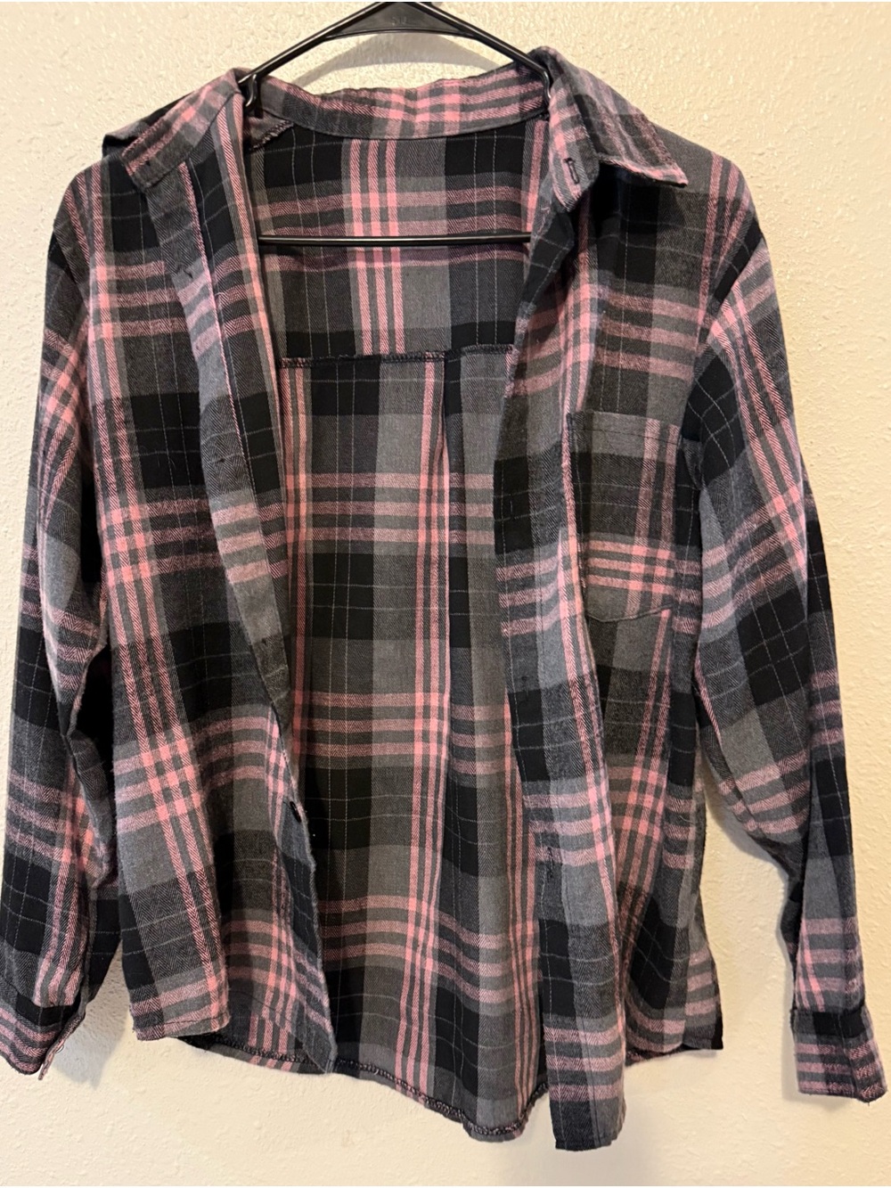 Women’s Pink & Black Plaid Shirt Jacket